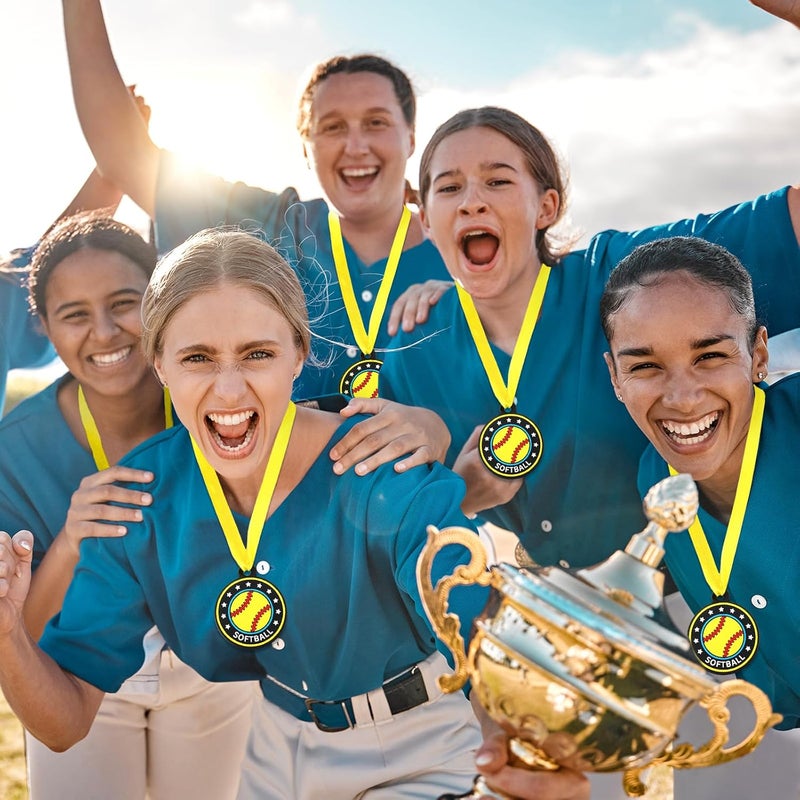 Loetere 24 Pcs Sport Ball Award Medals Bulk 2 Inch Rubber Ball Medals Trophies with Ribbons for Winner or Team Participation Gift - Image 5